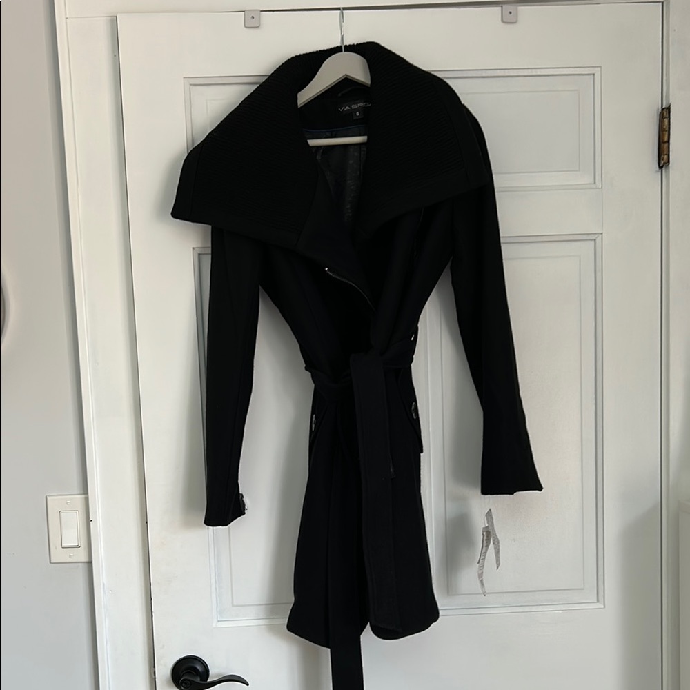 Via Spiga Black Wool Blend Coat